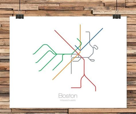 Boston T Train Map Boston Subway Map Boston Transportation - Etsy ...