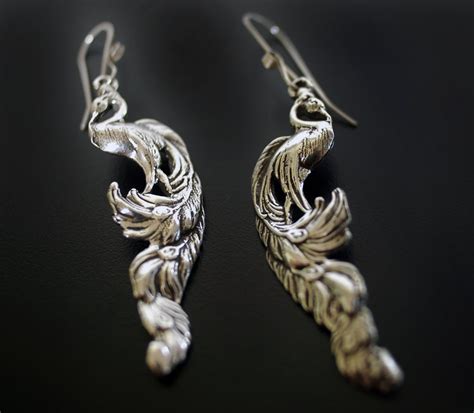 Vintage Heirloom Peacock Earrings in Sterling Silver - Etsy