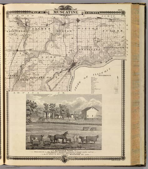 Map of Muscatine County, State of Iowa. (with view) Allendale Farm ...