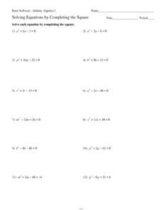 Completing The Square Worksheet 1 Answer Key tiannenr