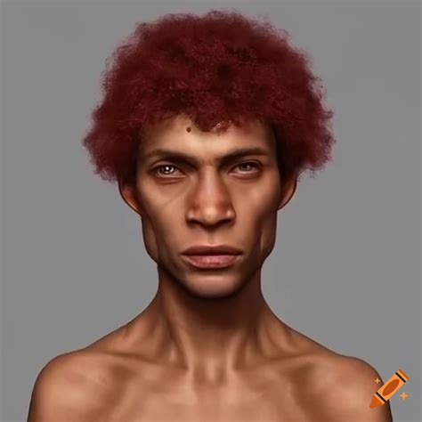 Portrait of a maroon-haired humanoid alien man