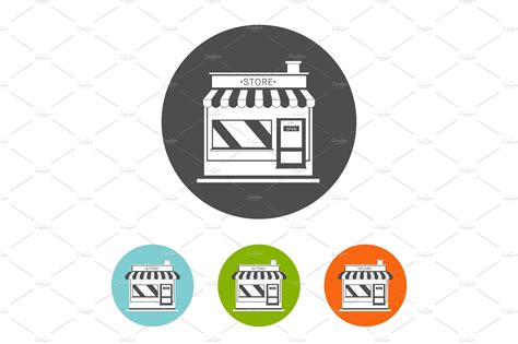 set of flat store icon | Illustrator Graphics ~ Creative Market