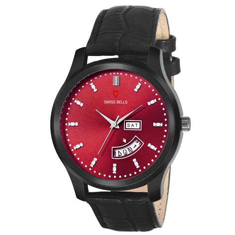 Buy Svviss Bells Original Red Dial Red Leather Strap Day and Date Multifunction Chronograph ...