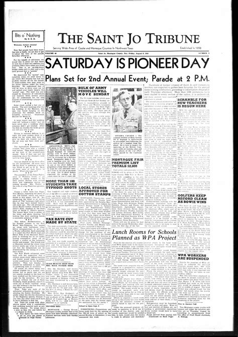 The Saint Jo Tribune (Saint Jo, Tex.), Vol. 44, No. 9, Ed. 1 Friday, August 8, 1941 - The Portal ...