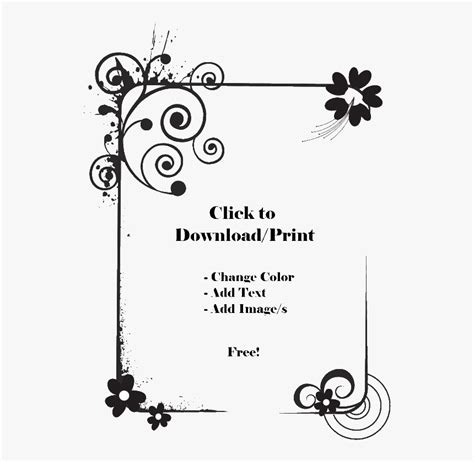 Page Border Black And White - Flower Black And White Border Design, HD ...