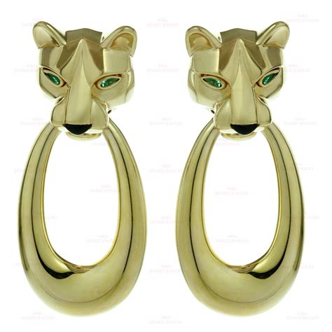 CARTIER Panthere Emerald Onyx 18k Yellow Gold Earrings-MTSJ1