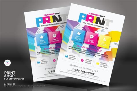 Print Shop Colorful Flyer Template Design | Flyer template, Business flyer templates, Flyer
