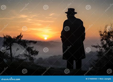 Sunrise Dawn Old Man Silhouette Stock Illustration - Illustration of landscape, fantasy: 274600465