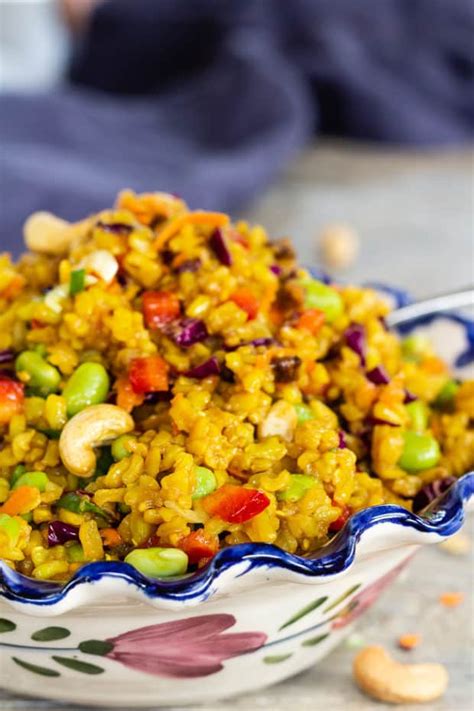 Curried Brown Rice and Veggie Salad with Toasted Cashews - Letty's Kitchen