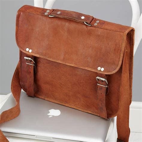 Vintage Style Leather Laptop Bag By Vida Vida