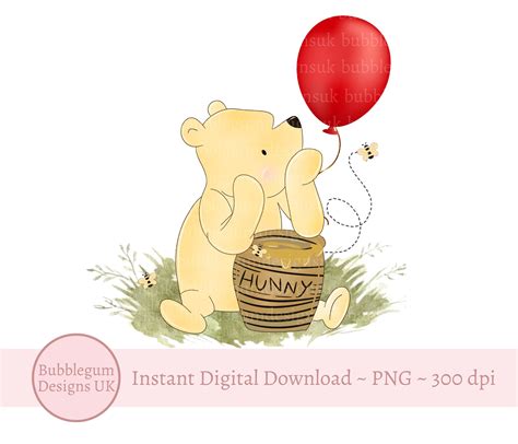 Classic Winnie the Pooh Red Balloon Birthday Sublimation - Etsy UK