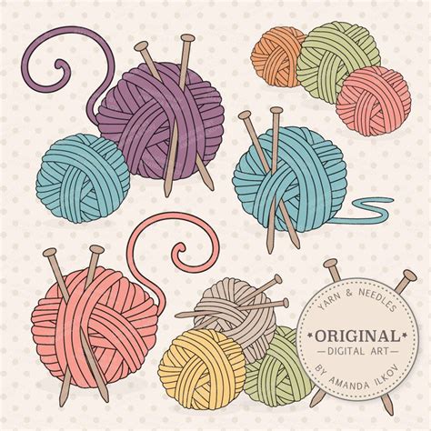 Premium Knitting Clipart & Vectors Knitting Clip Art - Etsy UK | Yarn ball, Yarn, Clip art