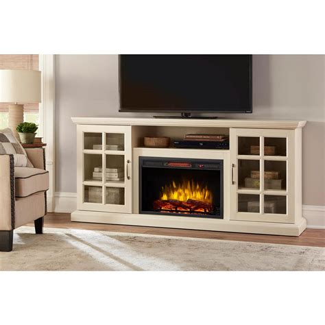 70 Inch Freestanding Infrared Electric Fireplace Heater TV Stand Aged White | eBay