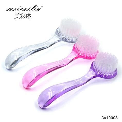 Meicailin 1Pcs Nail Dust Powder Clean Brush Clear Plastic Round Make Up Washing Brushes with Cap ...