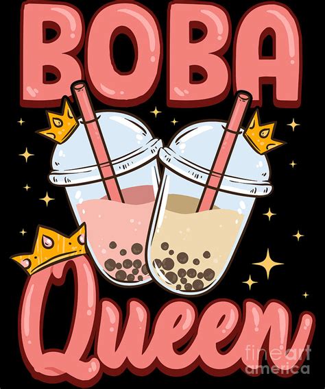 Funny Boba Queen Kawaii Bubble Tea Boba Anime Digital Art by The ...