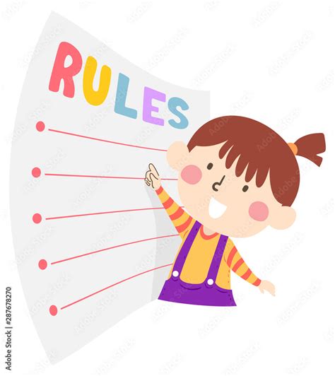 Kid Girl Follow Rules Illustration Stock Vector | Adobe Stock