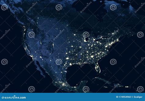 Earth at Night, View of City Lights Showing Human Activity in USA from ...