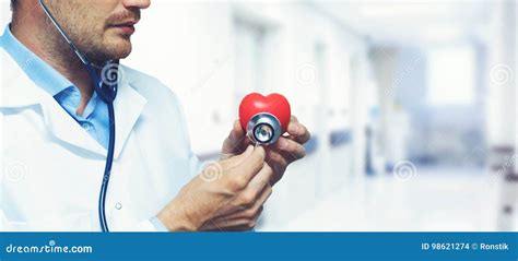 Cardiology Heart Care Concept - Cardiologist with Stethoscope in Stock Photo - Image of heart ...