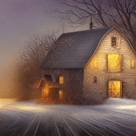 Old Barn in the Winter · Creative Fabrica