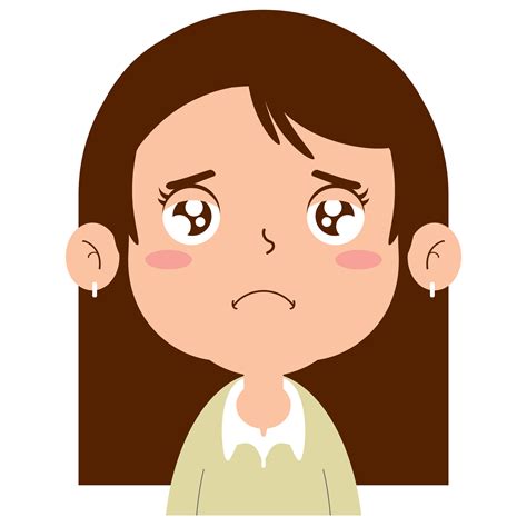 girl sad face cartoon cute 14429143 PNG