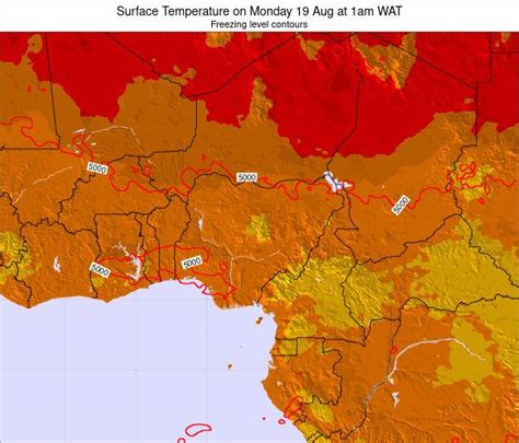 Nigeria Surface Temperature on Sunday 05 Jan at 1pm WAT