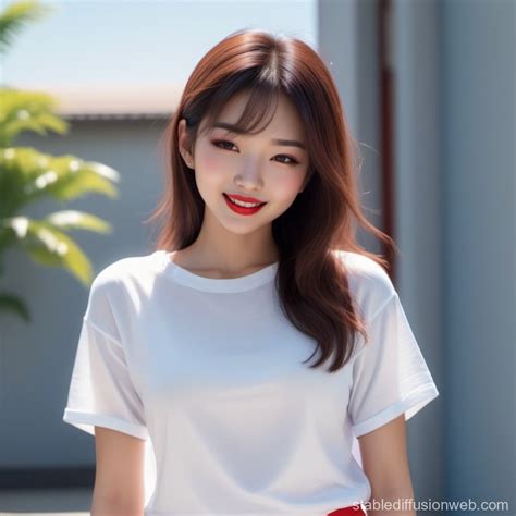 Asian Girl in Sunlight, Posing for Principal | Stable Diffusion Online