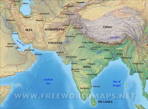 South Asia Physical Map