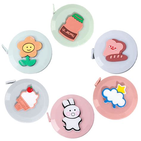 6 Pcs Double Sided Soft Measuring Tape Cute Round Pocket Meter Tape ...