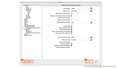 Default Settings for Fusion 360 Tutorials - Product Design Online