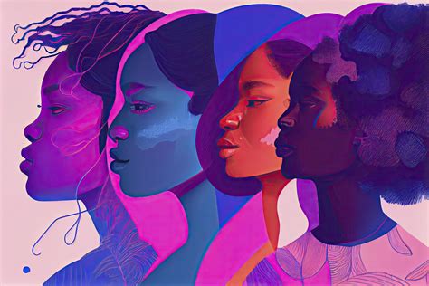 Four BIPOC Pink Blue Purple Abstract Illustration Woman Indigenous People Of Colour 21916211 ...