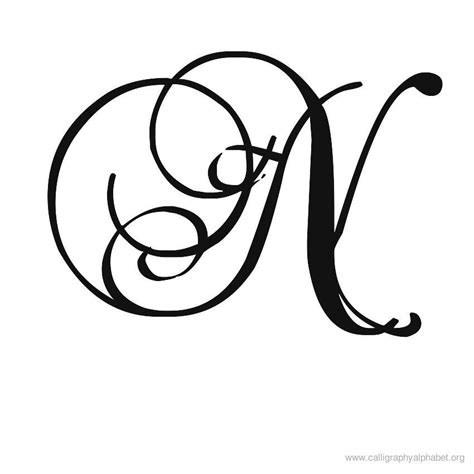 Calligraphy Alphabet Romantic N | Calligraphy alphabet, Calligraphy n, Lettering alphabet fonts