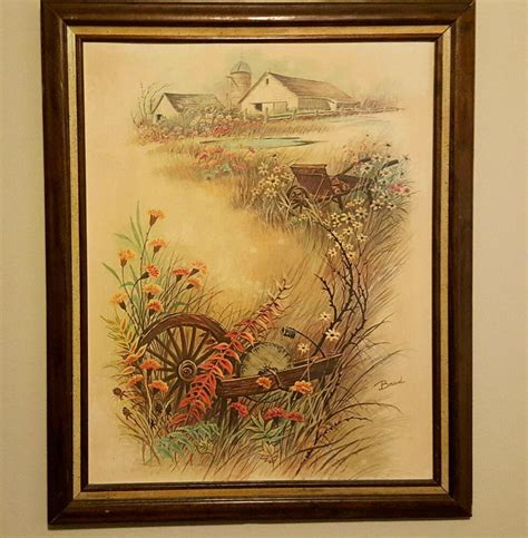 Country Landscape Farm Print on Wood - Wood Framed Wall Art | Floral wall art prints, Framed art ...