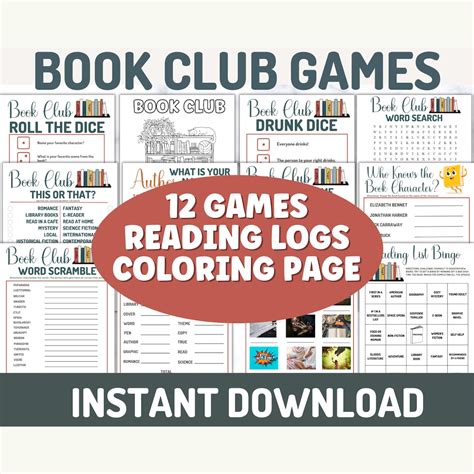 Book Club Game Bundle, Printable Party Games, Instant Download, Book Lover Gift, Reading Log ...