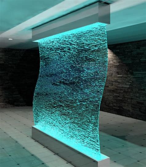 Interior Design, Awe Inspiring Indoor Waterfalls In Unique Shape And Design With Led Light ...