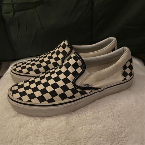 Black & White Checkerboard Vans! - Barely Worn! -... - Depop