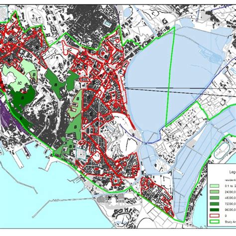 Residential zones classified according to the attribute "Area_A" 3.2.2.... | Download Scientific ...