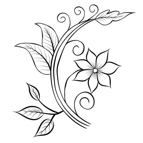 Free Vector line art and hand drawing flower art black and white flat ...