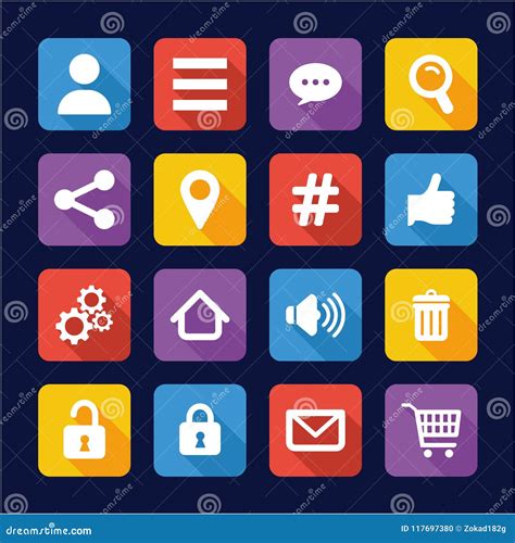 App Menu Icons Flat Design stock vector. Illustration of isolated ...