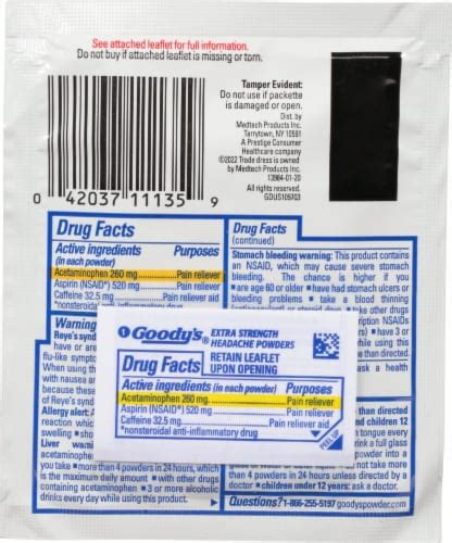 Goody's Extra Strength Headache Fast Pain Relief Powders 6 Count, 6 ct - Kroger