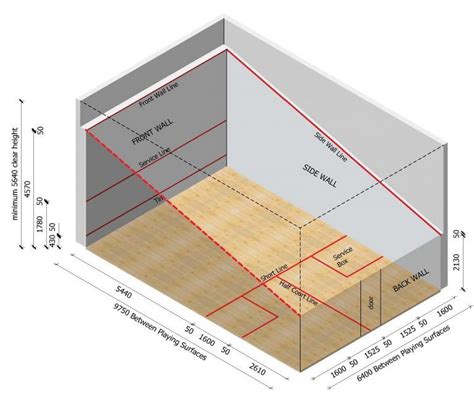 different court sizes, in mm | Squash tennis, Basketball court size ...