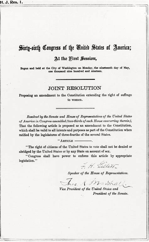 Nineteenth Amendment to the Constitution of the United States