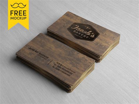 Wooden Business Card – Free PSD Mockup