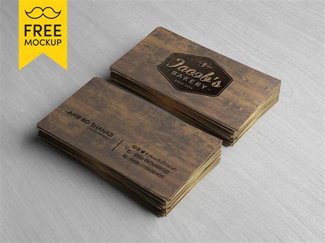 Wooden Business Card – Free PSD Mockup