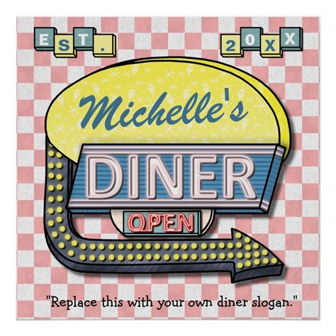 Large Create Your Own Custom Retro 50's Diner Sign | Zazzle.com | Diner sign, Retro diner, 50s diner