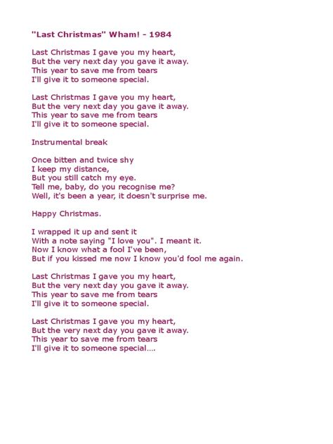 Last Christmas Lyrics | PDF