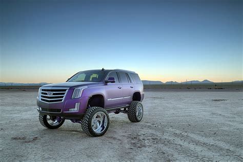 Crazy Big Lift on Custom Matte Purple Cadillac Escalade — CARiD.com Gallery