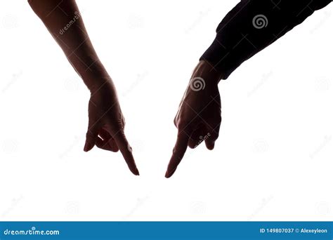 Female and Male Hands Pointing Down - Silhouette Stock Image - Image of authoritarian, pointing ...