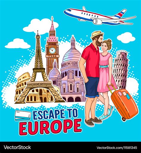 Travel around europe design Royalty Free Vector Image