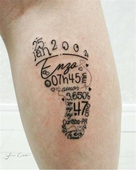 Baby foot, birth date, weight, name tattoo ️ | Tattoos for childrens names, Baby tattoos ...