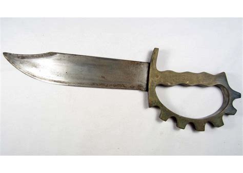 RARE US ARMY RANGER BRASS KNUCKLE KNIFE W/ LEATHER SCABBARD